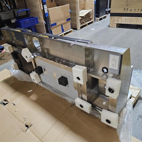 Scratch and Dent Regency Spec Line CCS-2972-12WB12LR 72" Stainless Steel Combination Cocktail Station with Liquor Display Rack and Drainboard