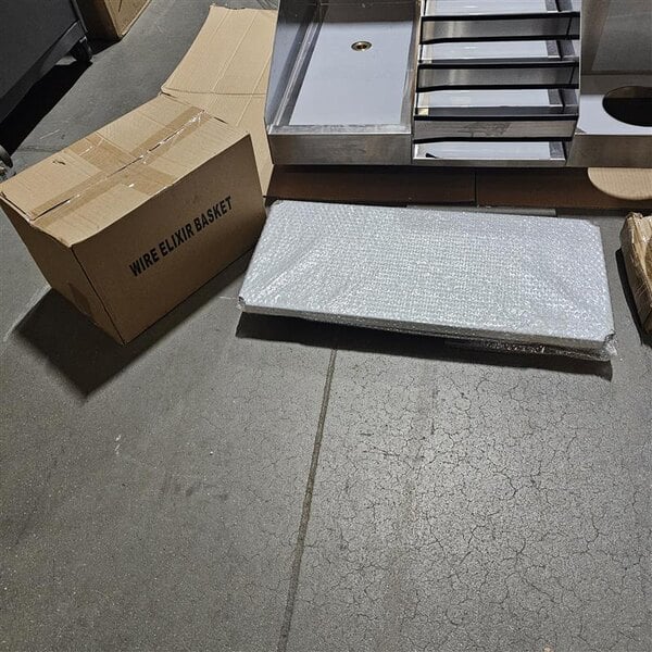 Scratch and Dent Regency Spec Line CCS-2972-12WB12LR 72" Stainless Steel Combination Cocktail Station with Liquor Display Rack and Drainboard