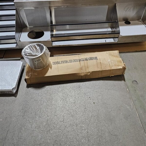 Scratch and Dent Regency Spec Line CCS-2972-12WB12LR 72" Stainless Steel Combination Cocktail Station with Liquor Display Rack and Drainboard