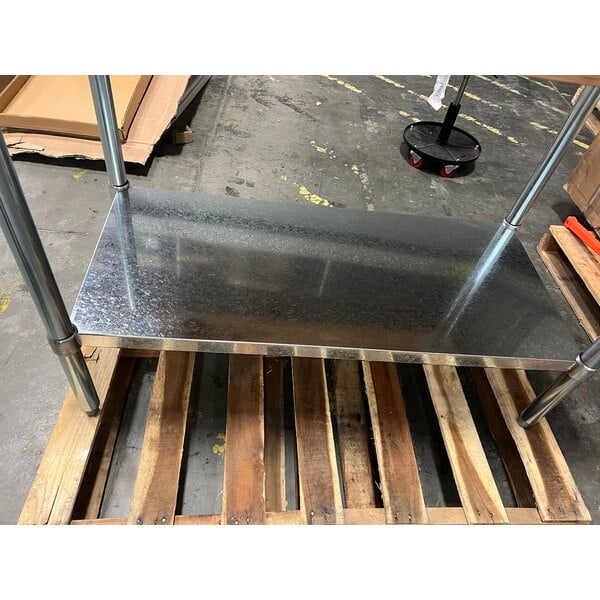 Scratch and Dent John Boos & Co. JNS02 Wood Top Work Table with Galvanized Base and Adjustable Undershelf - 24" x 48"