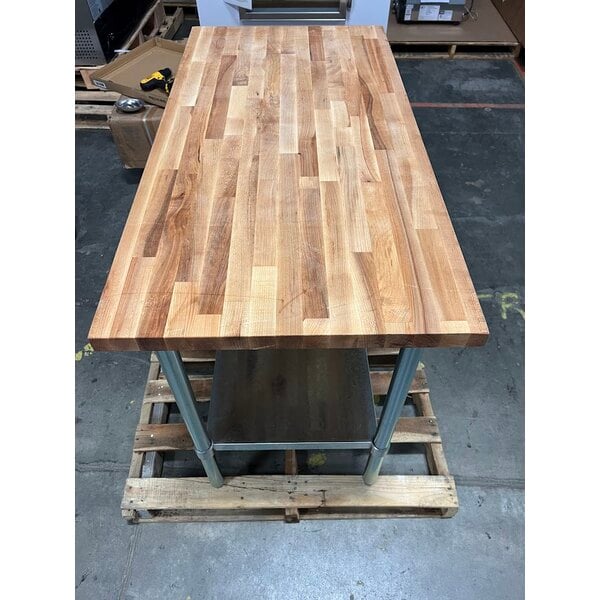 Scratch and Dent John Boos & Co. JNS02 Wood Top Work Table with Galvanized Base and Adjustable Undershelf - 24" x 48"