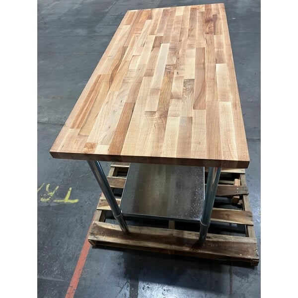 Scratch and Dent John Boos & Co. JNS02 Wood Top Work Table with Galvanized Base and Adjustable Undershelf - 24" x 48"