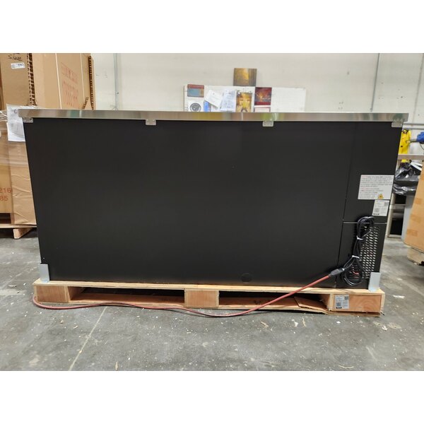 Scratch and Dent Avantco UBB-72G-HC 73" Black Counter Height Narrow Glass Door Back Bar Refrigerator with LED Lighting