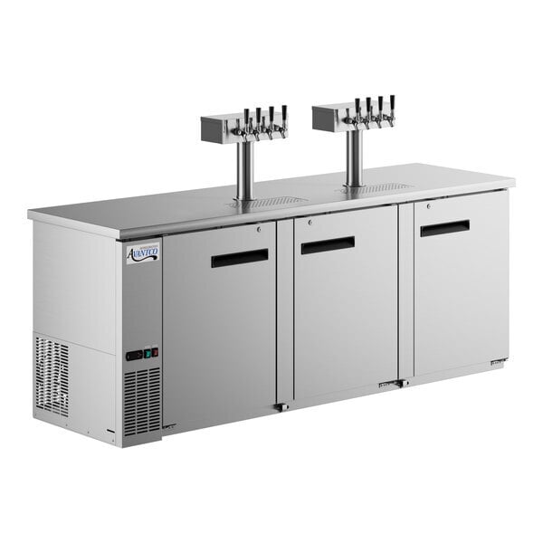 Scratch and Dent Avantco UDD-4-HC-S (2) Four Tap Kegerator Beer Dispenser - Stainless Steel, (3) 1/2 Keg Capacity