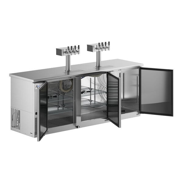 Scratch and Dent Avantco UDD-4-HC-S (2) Four Tap Kegerator Beer Dispenser - Stainless Steel, (3) 1/2 Keg Capacity