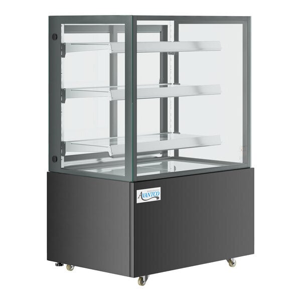 Scratch and Dent Avantco BCFD-36 35 3/8" Black Square Dry Bakery Display Case with LED Lighting