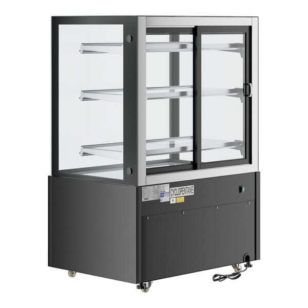 Scratch and Dent Avantco BCFD-36 35 3/8" Black Square Dry Bakery Display Case with LED Lighting