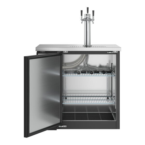 Scratch and Dent Avantco UDD-36-HC 36" Black Triple Tap Kegerator Beer Dispenser - (1) 1/2 Keg Capacity