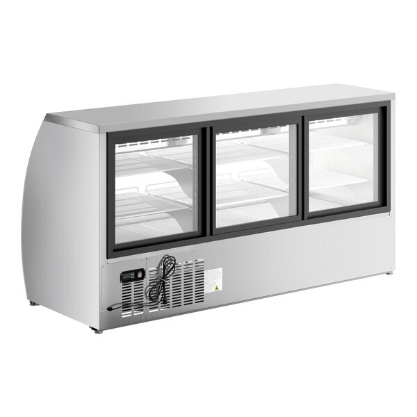 Scratch and Dent Avantco DLC82-HC-S 82" Stainless Steel Curved Glass Refrigerated Deli Case