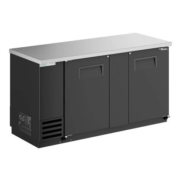 Scratch and Dent True TBB-3-HC 69 1/8" Black Solid Door Back Bar Refrigerator with LED Lighting