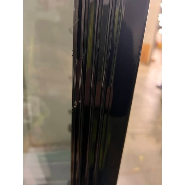 Scratch and Dent Avantco GDC-23-HC 28 3/8" Black Customizable Swing Glass Door Merchandiser Refrigerator with LED Lighting