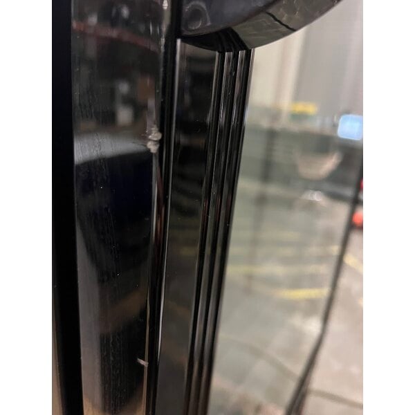 Scratch and Dent Avantco GDC-23-HC 28 3/8" Black Customizable Swing Glass Door Merchandiser Refrigerator with LED Lighting