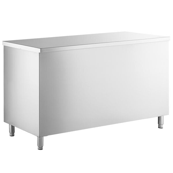 Scratch and Dent Regency COF-2460-316 24" x 60" 16 Gauge Type 304 Stainless Steel Enclosed Base Table with Open Front and Adjustable Midshelf