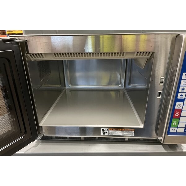 Scratch and Dent Solwave Ameri-Series SWA12T Medium-Duty Stainless Steel Commercial Microwave with Push Button Controls - 120V, 1,200W