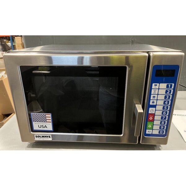 Scratch and Dent Solwave Ameri-Series SWA12T Medium-Duty Stainless Steel Commercial Microwave with Push Button Controls - 120V, 1,200W