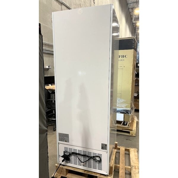 Scratch and Dent Avantco GDC-23-HC 28 3/8" White Customizable Swing Glass Door Merchandiser Refrigerator with LED Lighting