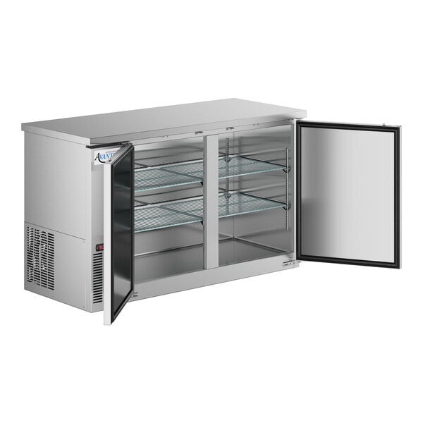 Scratch and Dent Avantco UBB-60-HC-S 60" Stainless Steel Counter Height Narrow Solid Door Back Bar Refrigerator with LED Lighting