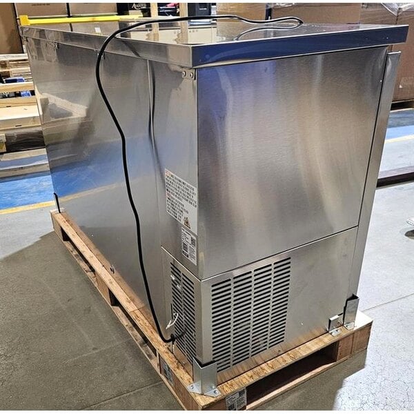 Scratch and Dent Avantco UBB-60-HC-S 60" Stainless Steel Counter Height Narrow Solid Door Back Bar Refrigerator with LED Lighting