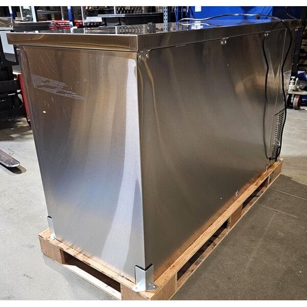 Scratch and Dent Avantco UBB-60-HC-S 60" Stainless Steel Counter Height Narrow Solid Door Back Bar Refrigerator with LED Lighting
