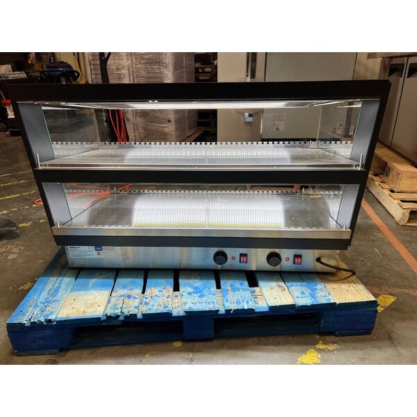 Scratch and Dent ServIt OAM-121D 42" Full Service Slanted 2-Shelf Countertop Heated Display Merchandiser - 1860W, 120V