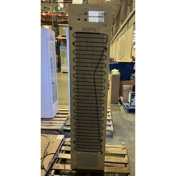 Scratch and Dent Galaxy GDN-5 16 9/16" White Swing Glass Door Merchandiser Refrigerator with Red, White, and Blue LED Lighting