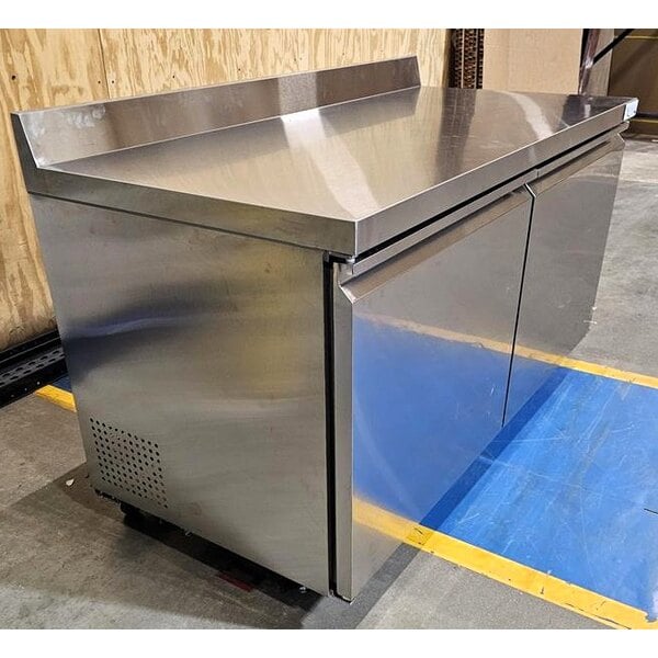 Scratch and Dent Avantco SS-WT-60R-HC 60" Two Door Stainless Steel ADA Height Worktop Refrigerator with 3 1/2" Backsplash