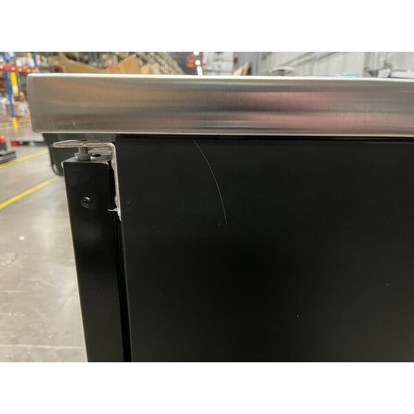 Scratch and Dent Avantco UBB-3G-HC 69" Black Counter Height Glass Door Back Bar Refrigerator with LED Lighting