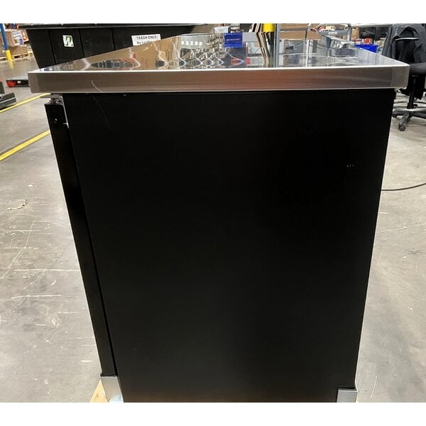 Scratch and Dent Avantco UBB-3G-HC 69" Black Counter Height Glass Door Back Bar Refrigerator with LED Lighting