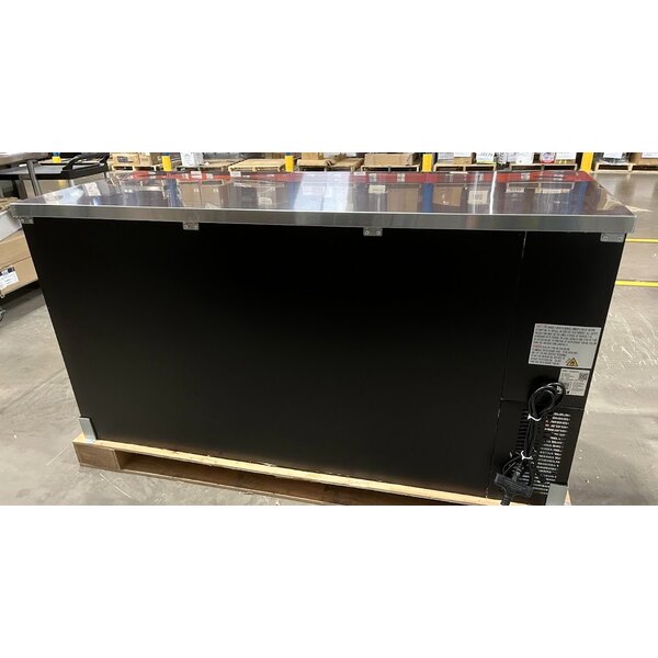 Scratch and Dent Avantco UBB-3G-HC 69" Black Counter Height Glass Door Back Bar Refrigerator with LED Lighting