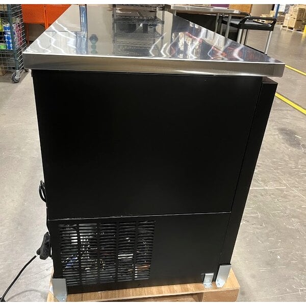 Scratch and Dent Avantco UBB-3G-HC 69" Black Counter Height Glass Door Back Bar Refrigerator with LED Lighting