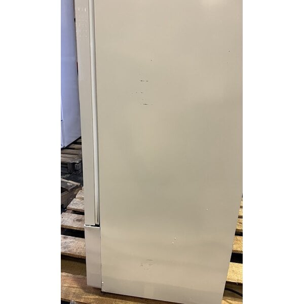 Scratch and Dent Galaxy GDN-5 16 9/16" White Swing Glass Door Merchandiser Refrigerator with Red, White, and Blue LED Lighting