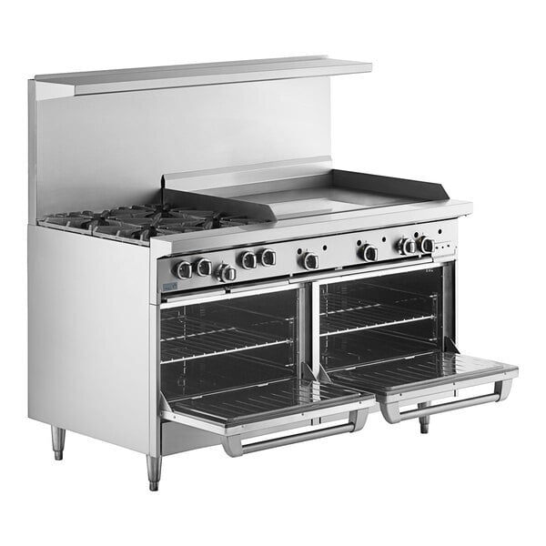 Scratch and Dent Garland G60-4G36RR Liquid Propane 4 Burner 60" Range with 36" Griddle and 2 Standard Ovens - 262,000 BTU
