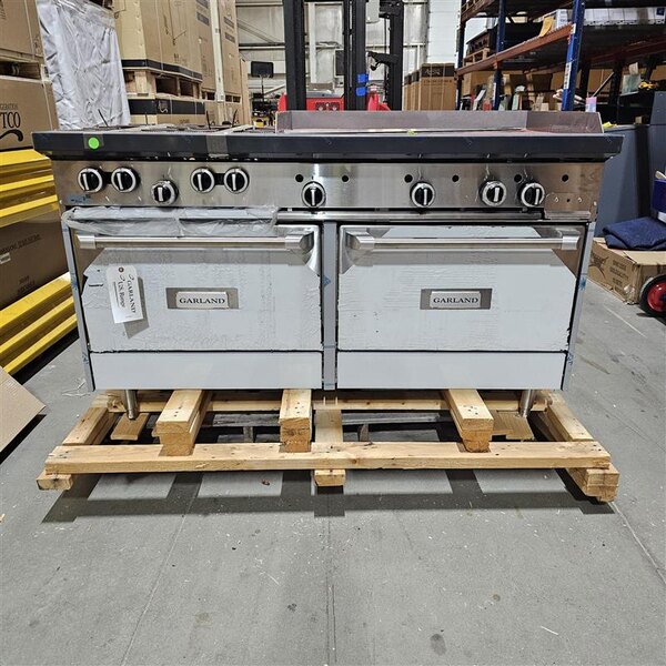 Scratch and Dent Garland G60-4G36RR Liquid Propane 4 Burner 60" Range with 36" Griddle and 2 Standard Ovens - 262,000 BTU
