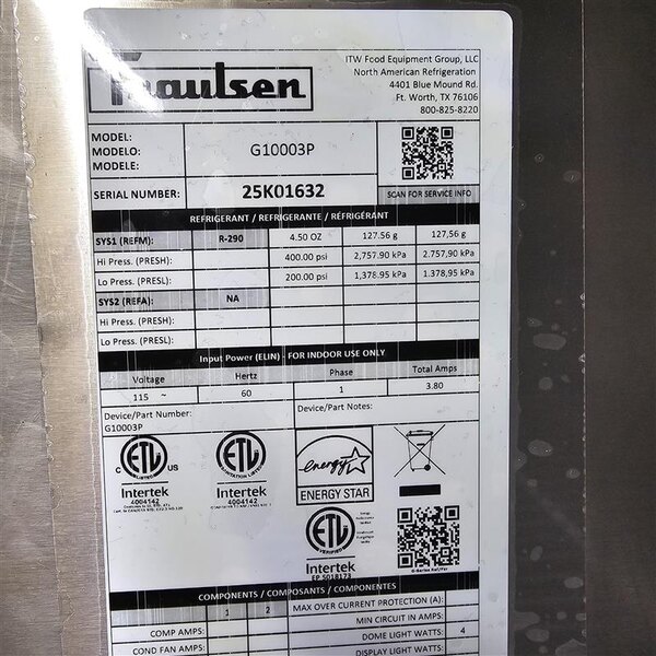 Scratch and Dent Traulsen G10003P 1 Section Solid Half Door Pass-Through Refrigerator - Right / Left Hinged Doors
