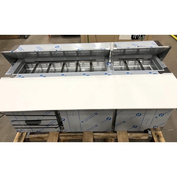 Scratch and Dent Beverage-Air SPED72HC-18C-2 72" 2 Door 2 Drawer Mega Top Refrigerated Sandwich Prep Table