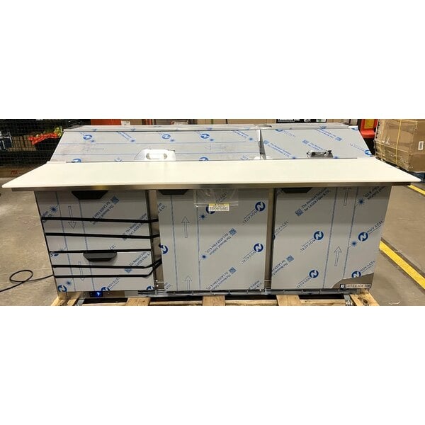 Scratch and Dent Beverage-Air SPED72HC-18C-2 72" 2 Door 2 Drawer Mega Top Refrigerated Sandwich Prep Table