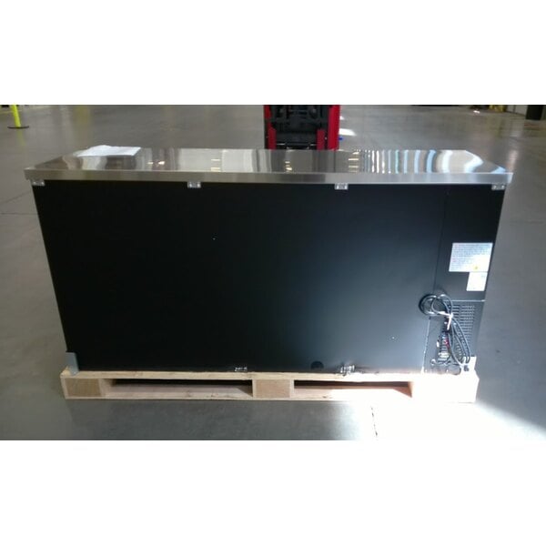 Scratch and Dent Avantco UBB-72-HC 73" Black Counter Height Narrow Solid Door Back Bar Refrigerator with LED Lighting