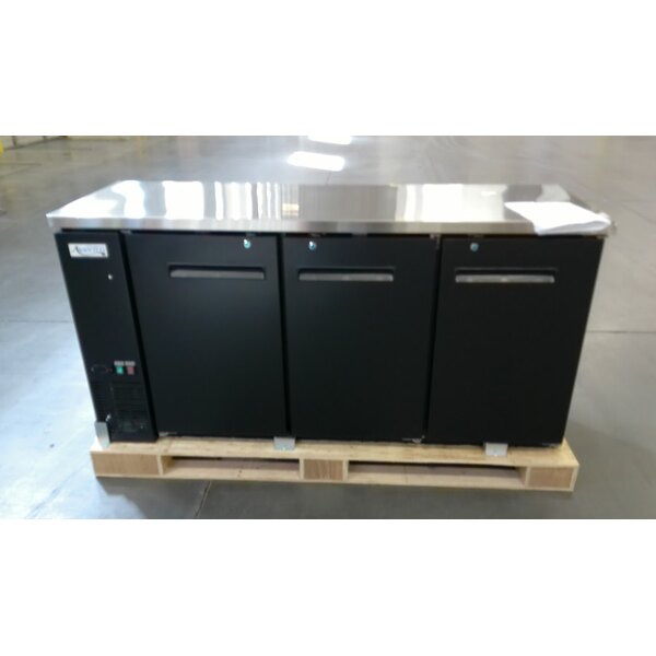 Scratch and Dent Avantco UBB-72-HC 73" Black Counter Height Narrow Solid Door Back Bar Refrigerator with LED Lighting