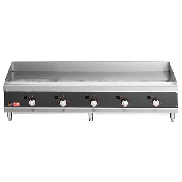 Scratch and Dent Cooking Performance Group GTU-CPG-60-N Ultra Series 60" Chrome Plated Natural Gas 5-Burner Countertop Griddle - 150,000 BTU
