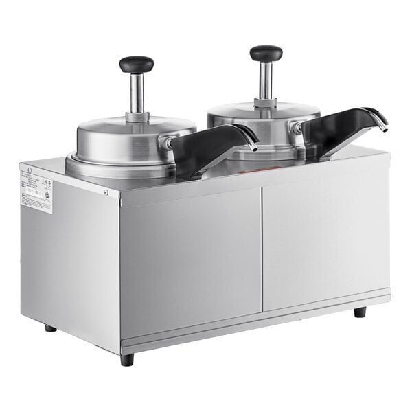 Scratch and Dent Carnival King HSPW35DBL Double 3.5 Qt. Warmer with Heated Spouts and Pumps - 120V, 1100W