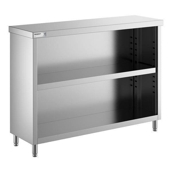 Scratch and Dent Regency DROF-1548-318 15" x 48" 18 Gauge Type 304 Stainless Steel Dish Cabinet with Adjustable Midshelf