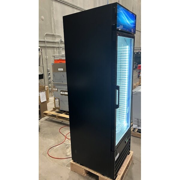 Scratch and Dent Avantco GDC-12F-HC 27" Black Customizable Swing Glass Door Merchandiser Freezer with LED Lighting