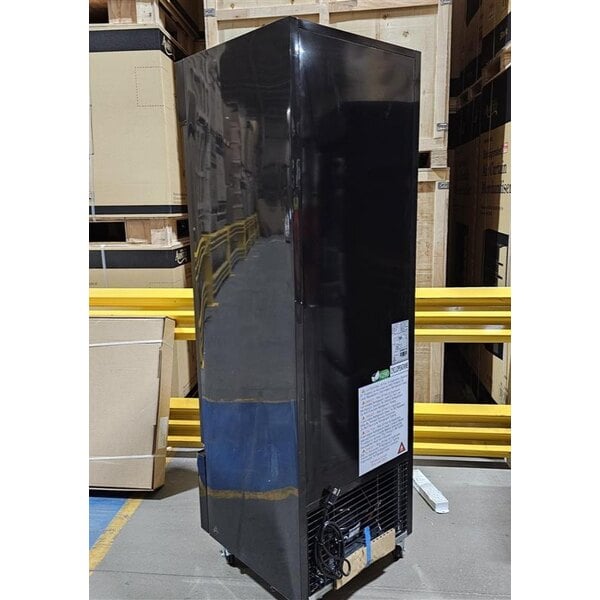 Scratch and Dent MainStreet Equipment GMC-12 23 5/8" Black Swing Glass Door Merchandiser Refrigerator - 120V
