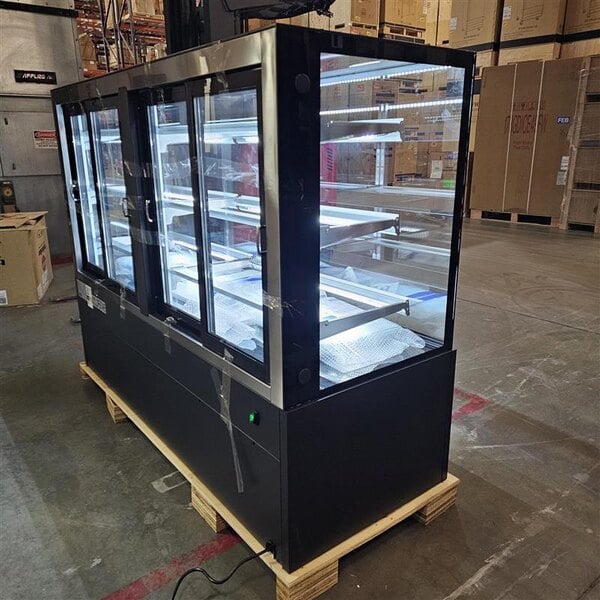 Scratch and Dent Avantco BCFD-72 70 7/8" Black Square Dry Bakery Display Case with LED Lighting