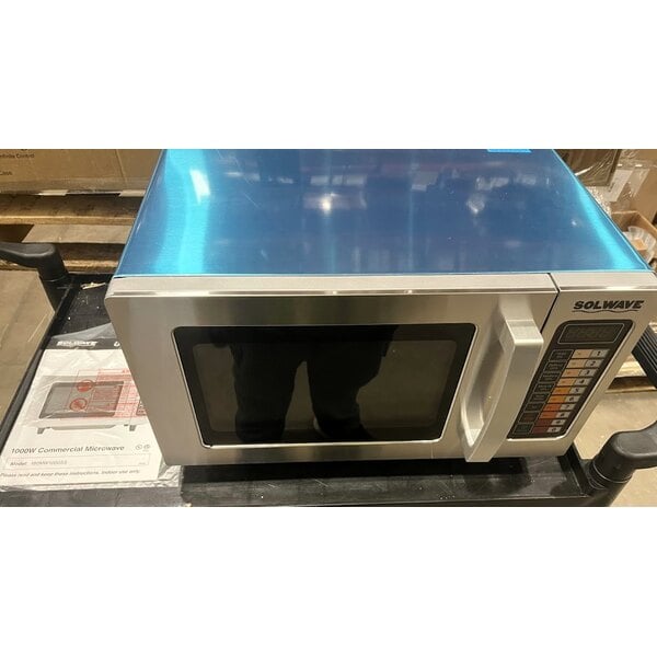 Scratch and Dent Solwave EM025FJT-S0SA00 Stainless Steel Commercial Microwave with Push Button Controls - 120V, 1000W