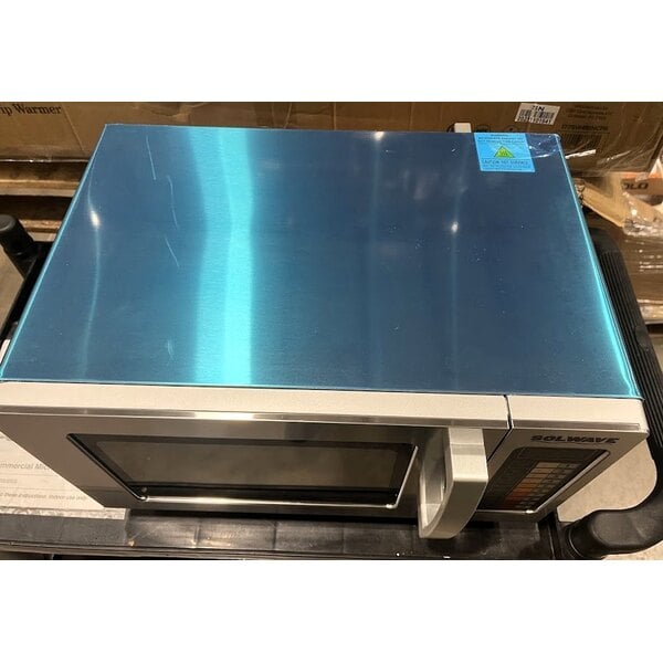Scratch and Dent Solwave EM025FJT-S0SA00 Stainless Steel Commercial Microwave with Push Button Controls - 120V, 1000W