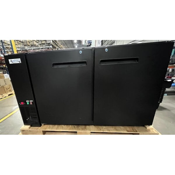 Scratch and Dent Avantco UBB-60-GT 60" Black Underbar Height Narrow Solid Door Back Bar Refrigerator with Galvanized Top and LED Lighting