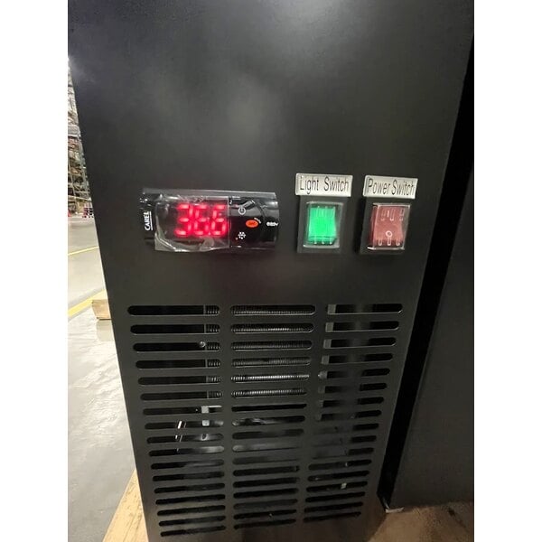 Scratch and Dent Avantco UBB-60-GT 60" Black Underbar Height Narrow Solid Door Back Bar Refrigerator with Galvanized Top and LED Lighting