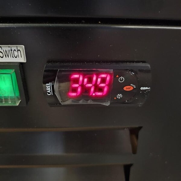 Scratch and Dent Avantco GDS-33-HCB 40" Black Customizable Sliding Glass Door Merchandiser Refrigerator with LED Lighting