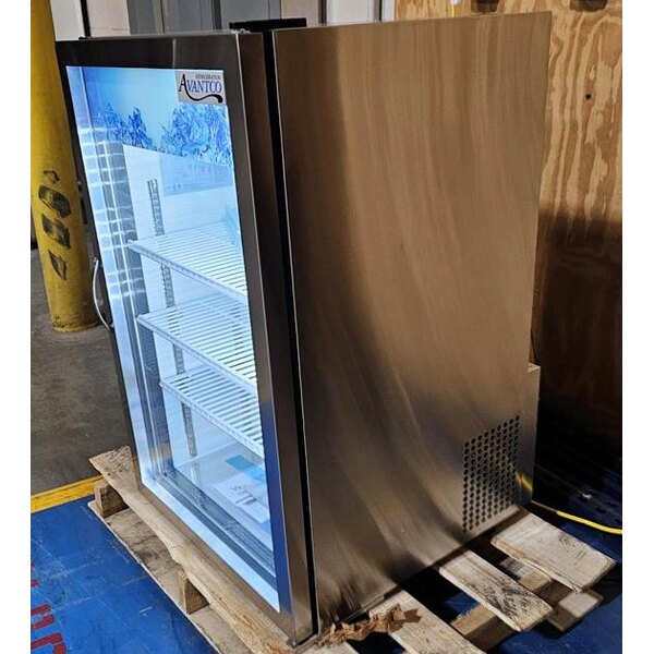 Scratch and Dent Avantco CRM-7-HC Stainless Steel Countertop Display Refrigerator with Swing Door - 4.1 Cu. Ft.